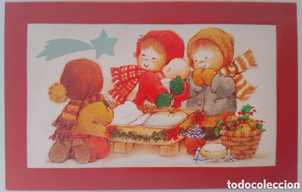 Postales: FELICITACI&Oacute;N NAVIDAD RELIEVE - &iquest;MAR&Iacute;A? - EDICIONES ESTAMPA - NI&Ntilde;OS PESEBRE ESTRELLA