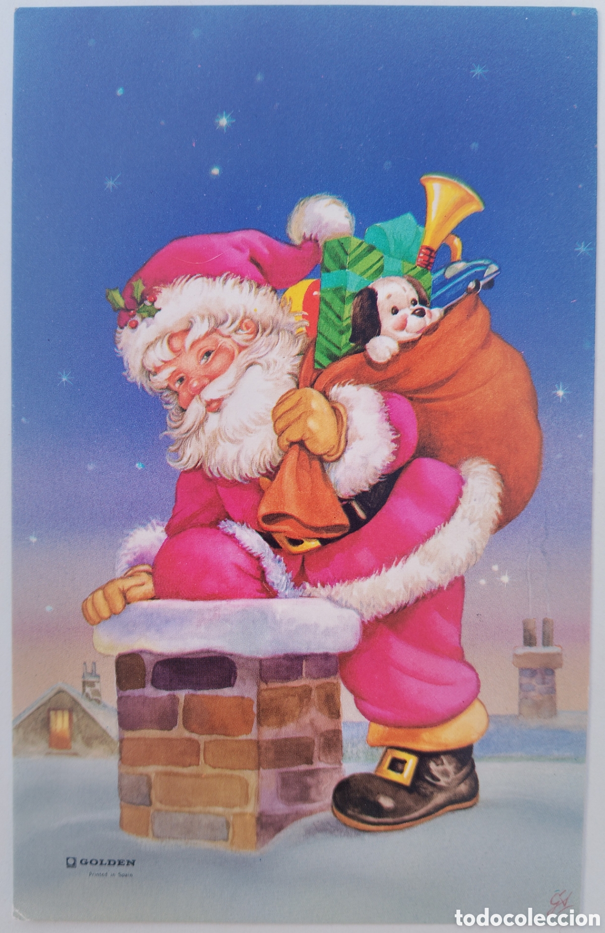 Postales: FELICITACI&Oacute;N NAVIDAD - GA - EDICIONES GOLDEN - PAP&Aacute; NOEL REGALOS CHIMENEA