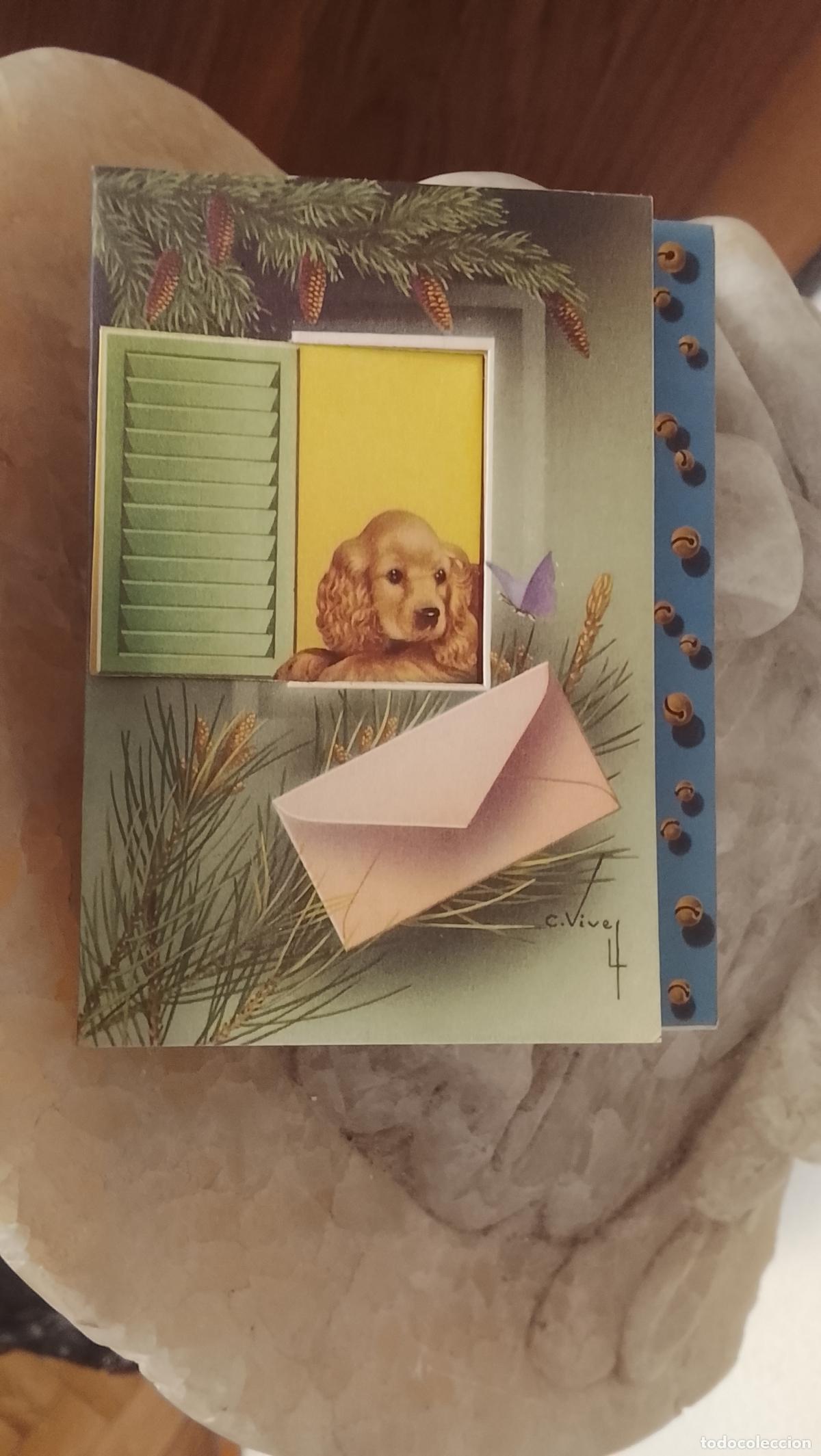Postales: 3D FELICITACION NAVIDAD PERRO PERRITO DESPLEGABLE TARJETA NAVIDE&Ntilde;A TROQUELADA