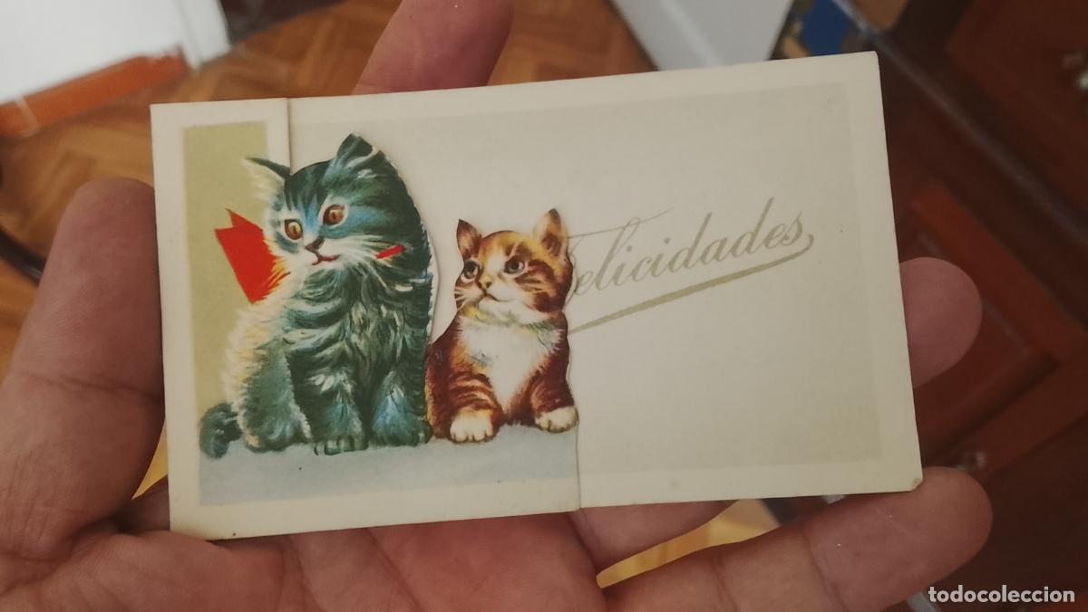 Postales: TARJETA POSTAL FELICITACION NAVIDAD TROQUELADA GATOS