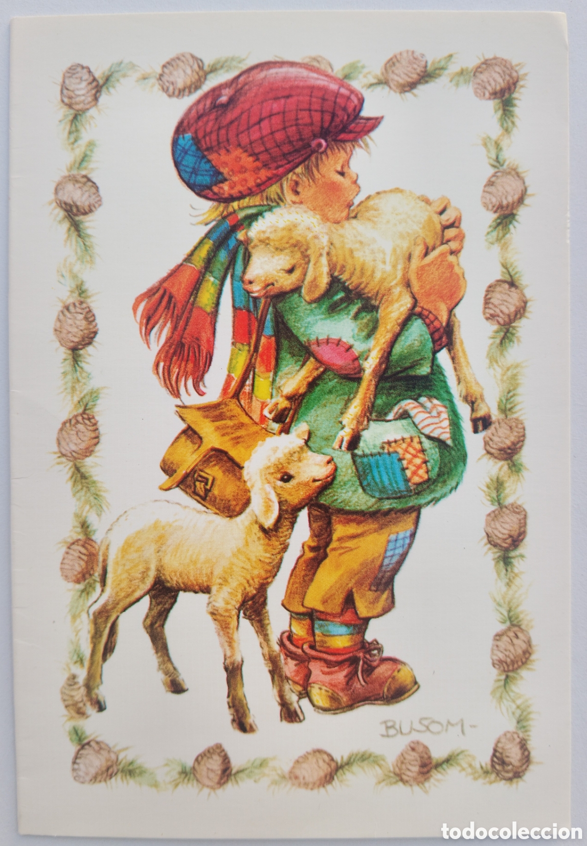 Postales: FELICITACI&Oacute;N NAVIDAD - BUSOM - EDICIONES BUSQUETS - NI&Ntilde;O OVEJITAS