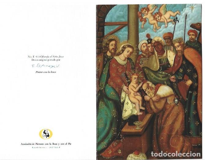 Postales: &rdquo; OFRENDA AL NI&Ntilde;O JESUS &rdquo; - ORIGINAL PINTADO CON LA BOCA.- (OFERTA 3X2)