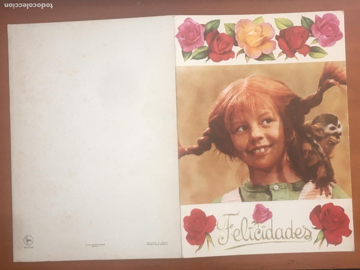 Postales: pippi calzaslargas postal felicitacion original antigua sin uso 1975