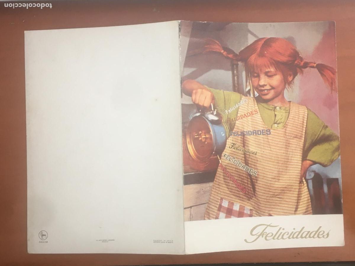 Postales: pippi calzaslargas postal felicitacion original antigua sin uso 1975