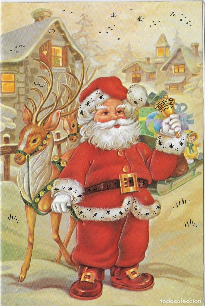 Postales: 7368P EDICIONES CyZ 1082.156-D- PAP&Aacute; NOEL Y SU TRINEO- DIPTICA, EN RELIEVE-16X10,5 CM- ILUSTRA JA?