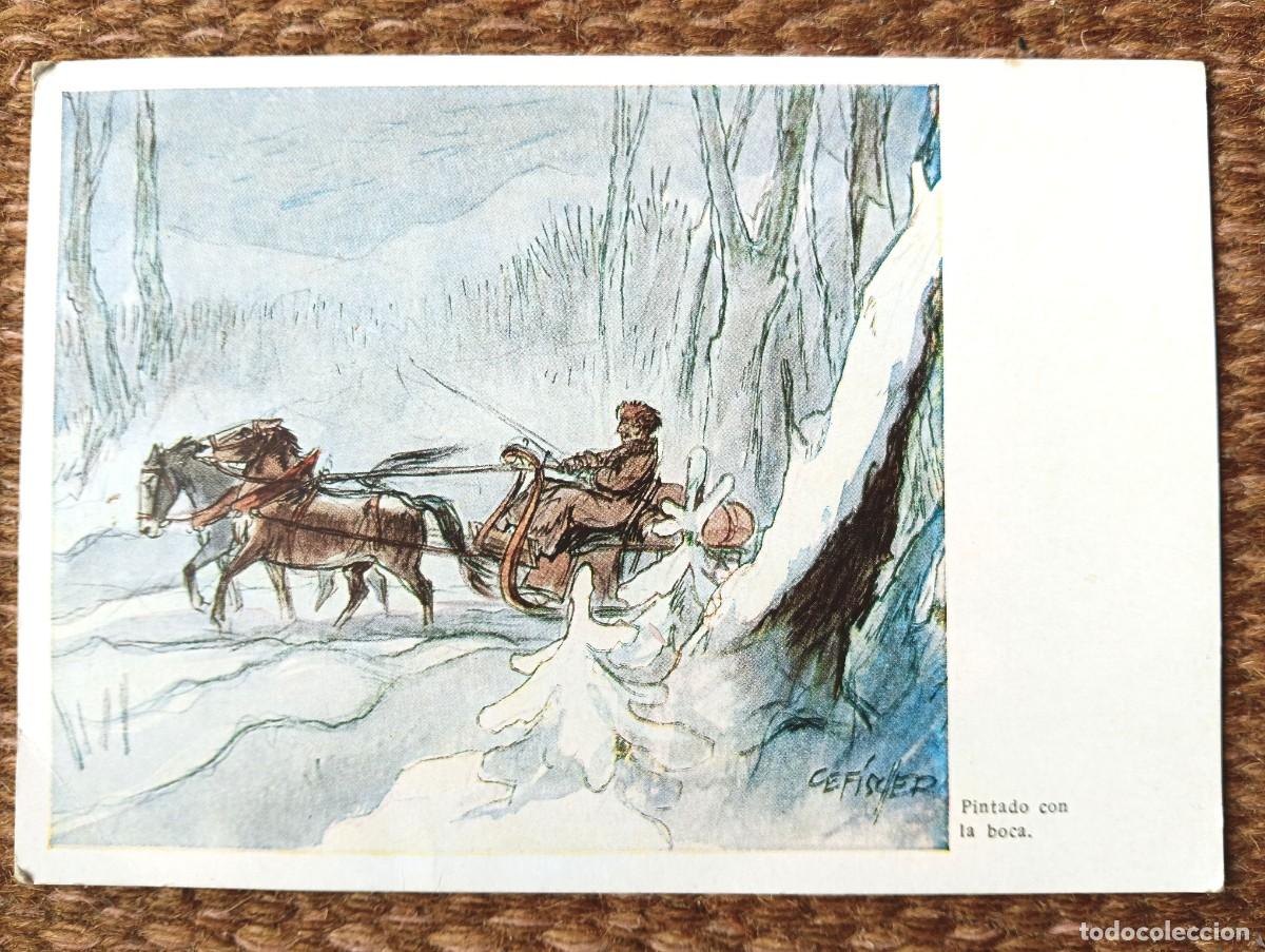 Postales: TARJETA DE NAVIDAD PINTADA CON LA BOCA