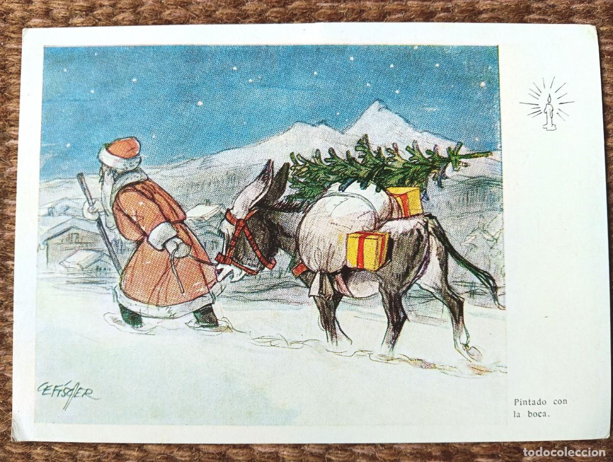 Postales: TARJETA DE NAVIDAD PINTADA CON LA BOCA