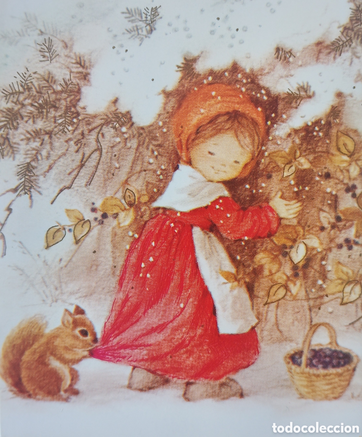 Postales: FELICITACI&Oacute;N NAVIDAD - MAR&Iacute;A - EDICIONES ORTIZ - NI&Ntilde;A ARDILLA NIEVE