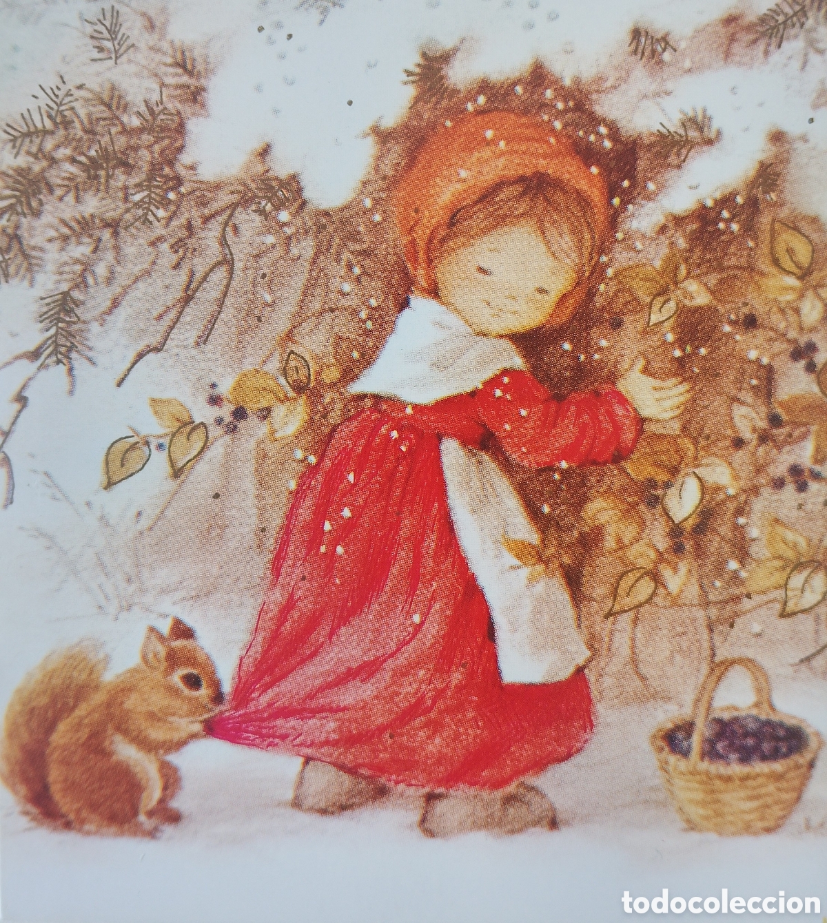 Postales: FELICITACI&Oacute;N NAVIDAD - MAR&Iacute;A - EDICIONES ORTIZ - NI&Ntilde;A ARDILLA NIEVE
