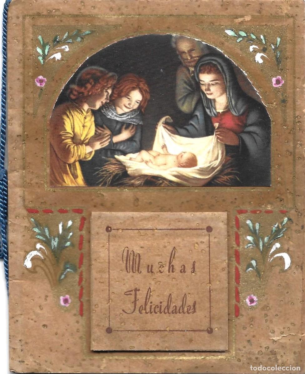 Postales: 7370P - NACIMIENTO DEL MESIAS -CALENDARIO DE CORCHO-1951 - DIPTICO 12,5X10 CM