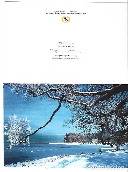 Postales: &rdquo; ARBOL NEVADO SOBRE EL LAGO &rdquo; - ORIGINAL PINTADO CON LA BOCA.- (OFERTA 3X2), LLEVA 3 Y PAGA 2