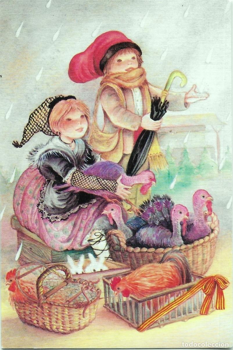 Postales: 7379P - PAYESES VENDEN PAVOS PARA NAVIDAD -EDICROMO SERIE 6176.1 - DIPTICA 13X8,5 CM - 1983