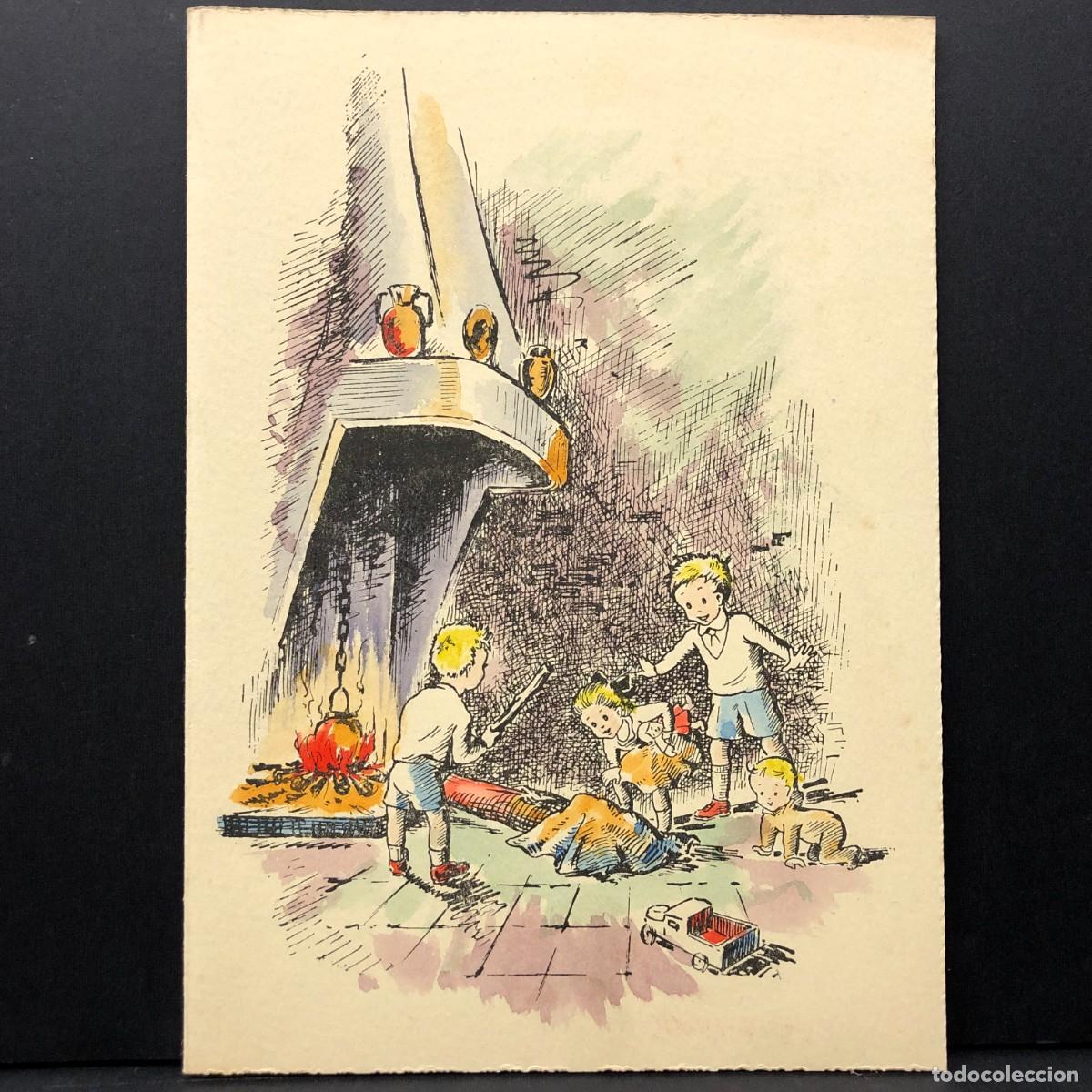 Postales: FELICITACI&Oacute;N NAVIDE&Ntilde;A COLOREADA A MANO - JOS&Eacute; SARRATE FORGA - L&Eacute;RIDA 1954-55 / 349