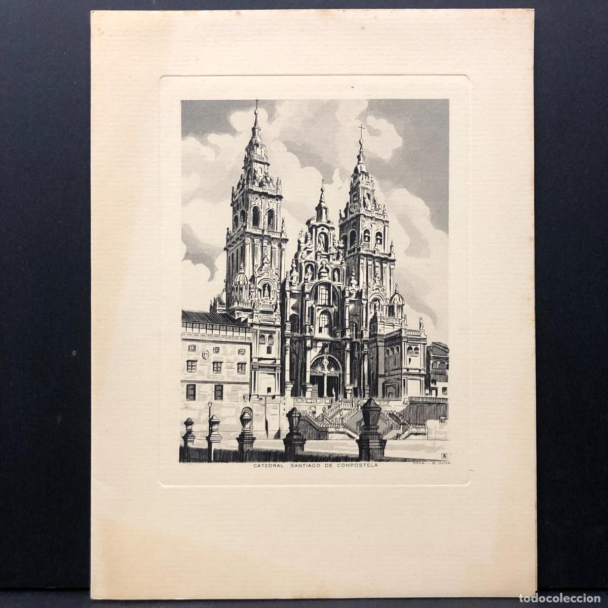 Postales: FELICITACI&Oacute;N NAVIDE&Ntilde;A - CATEDRAL SANTIAGO DE COMPOSTELA - I. G. OLIVA - A&Ntilde;OS 50 / 351