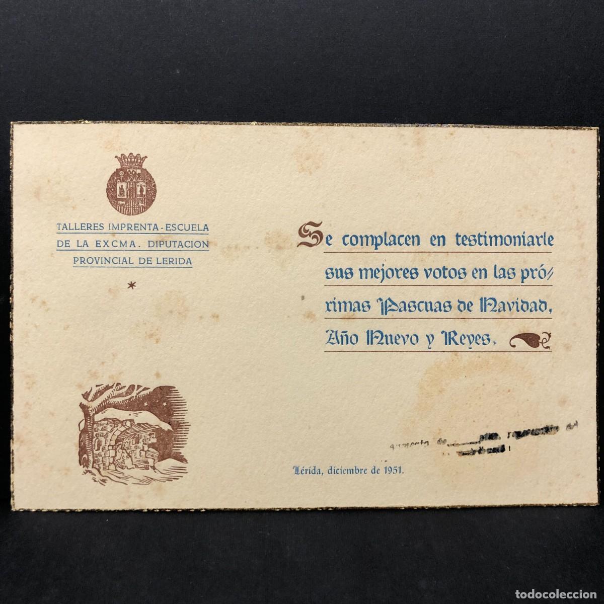 Postales: FELICITACI&Oacute;N NAVIDE&Ntilde;A - TALLERES IMPRENTA DE LA DIPUTACI&Oacute;N PROVINCIAL DE L&Eacute;RIDA - 1951 / 361
