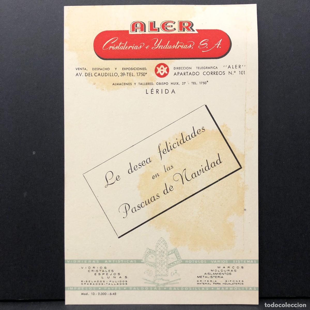 Postales: FELICITACI&Oacute;N NAVIDE&Ntilde;A - ALER - CRISTALER&Iacute;AS E INDUSTRIAS S.A. - L&Eacute;RIDA / 368