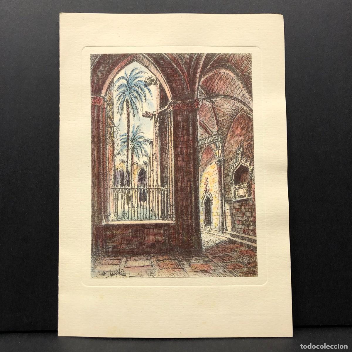 Postales: FELICITACI&Oacute;N NAVIDE&Ntilde;A - EL BANCO POPULAR ESPA&Ntilde;OL - CLAUSTRO DE LA CATEDRAL - BARCELONA / 385