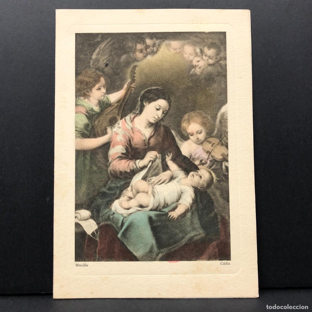 Postales: FELICITACI&Oacute;N NAVIDE&Ntilde;A - MURILLO - COLOREADA A MANO - OLEGARIO SOLDEVILA GOD&Oacute; - BARCELONA 1951 / 388