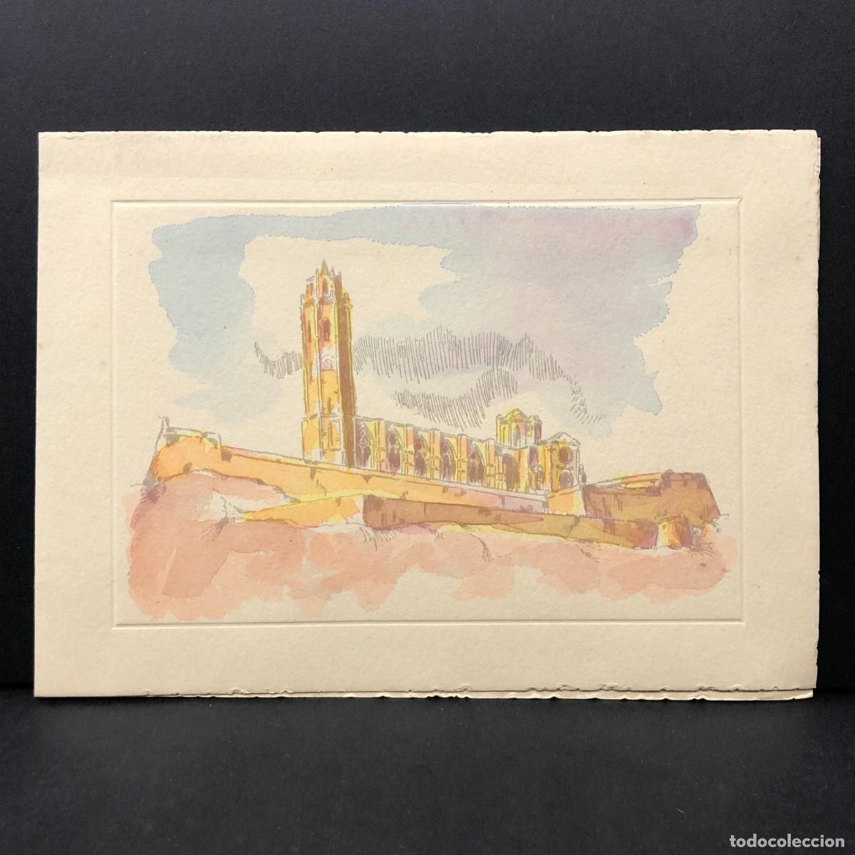 Postales: FELICITACI&Oacute;N NAVIDE&Ntilde;A - COLOREADA A MANO - CASTILLO DE L&Eacute;RIDA SEU VELLA - LA RECONQUISTA 1952 / 391
