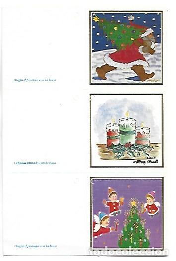 Postales: &rdquo; STICKERS, ADORNOS PARA EL ARBOL DE NAVIDAD &rdquo;.- OBRA PINTADA CON LA BOCA.- (OFERTA 3X2)
