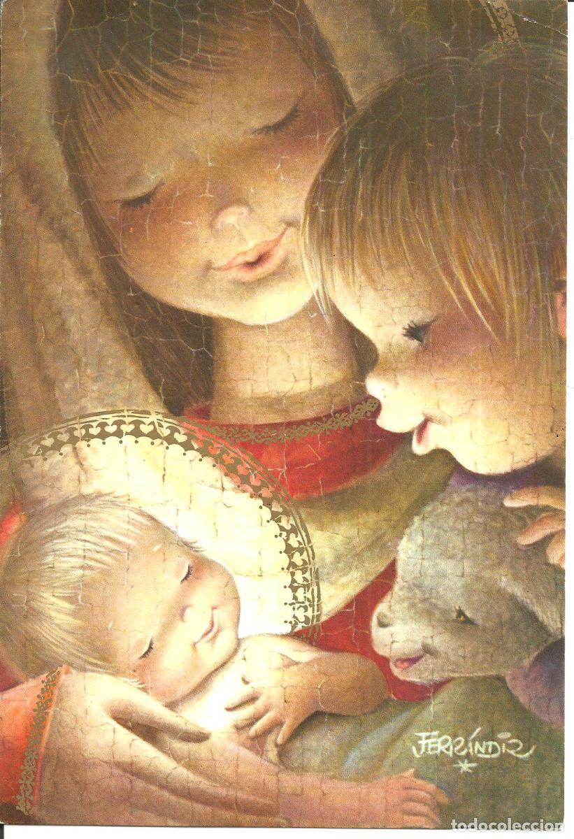Postales: FELICITACION NAVIDAD *FERRANDIZ* - ED. SUBI S- 1551-3 DIPTICA, 20,5X14 CM - A&Ntilde;O 1962