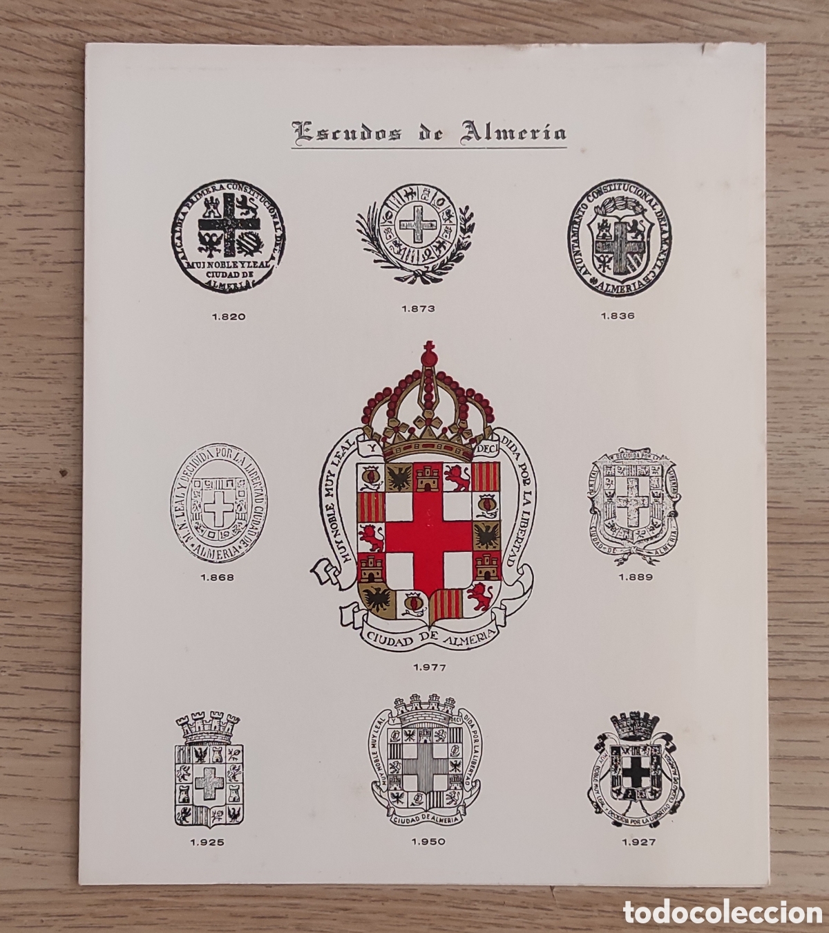 Postales: Felicitaci&oacute;n Navidad 1977. Presidente del Casino Almer&iacute;a. Escudos de Almer&iacute;a