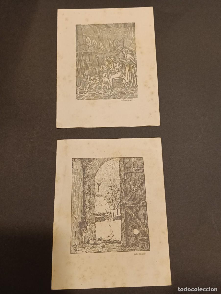 Postales: Lote 2 Antiguas Felicitaciones Navide&ntilde;as Olot 1958 - Grabados de J. Casas Sargatal y Julio Batall&eacute;