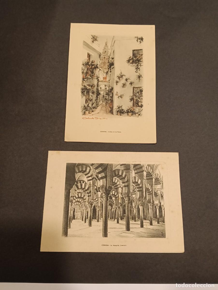 Postales: Lote 2 Antiguas Felicitaciones Navide&ntilde;as C&oacute;rdoba 1958 - Callej&oacute;n de las Flores y Mezquita (Fournier)