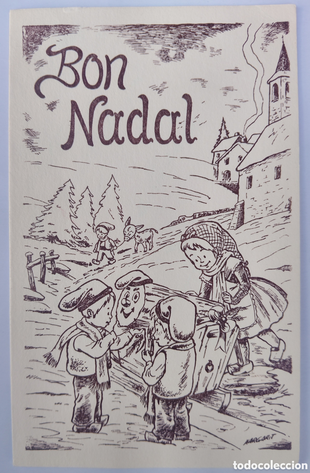 Postales: FELICITACI&Oacute;N NAVIDAD - MARGARIT - TRADIC. CATALANA - CAGA TI&Oacute; NI&Ntilde;OS NIEVE