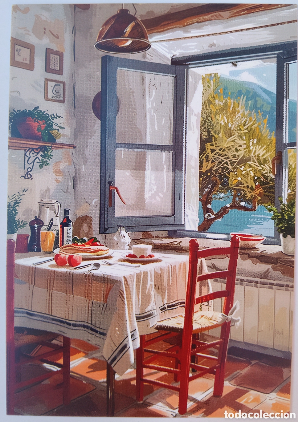 Postales: POSTAL - ESCENA HOGARE&Ntilde;A COCINA GRIEGA - ESTILO ANTIGUO