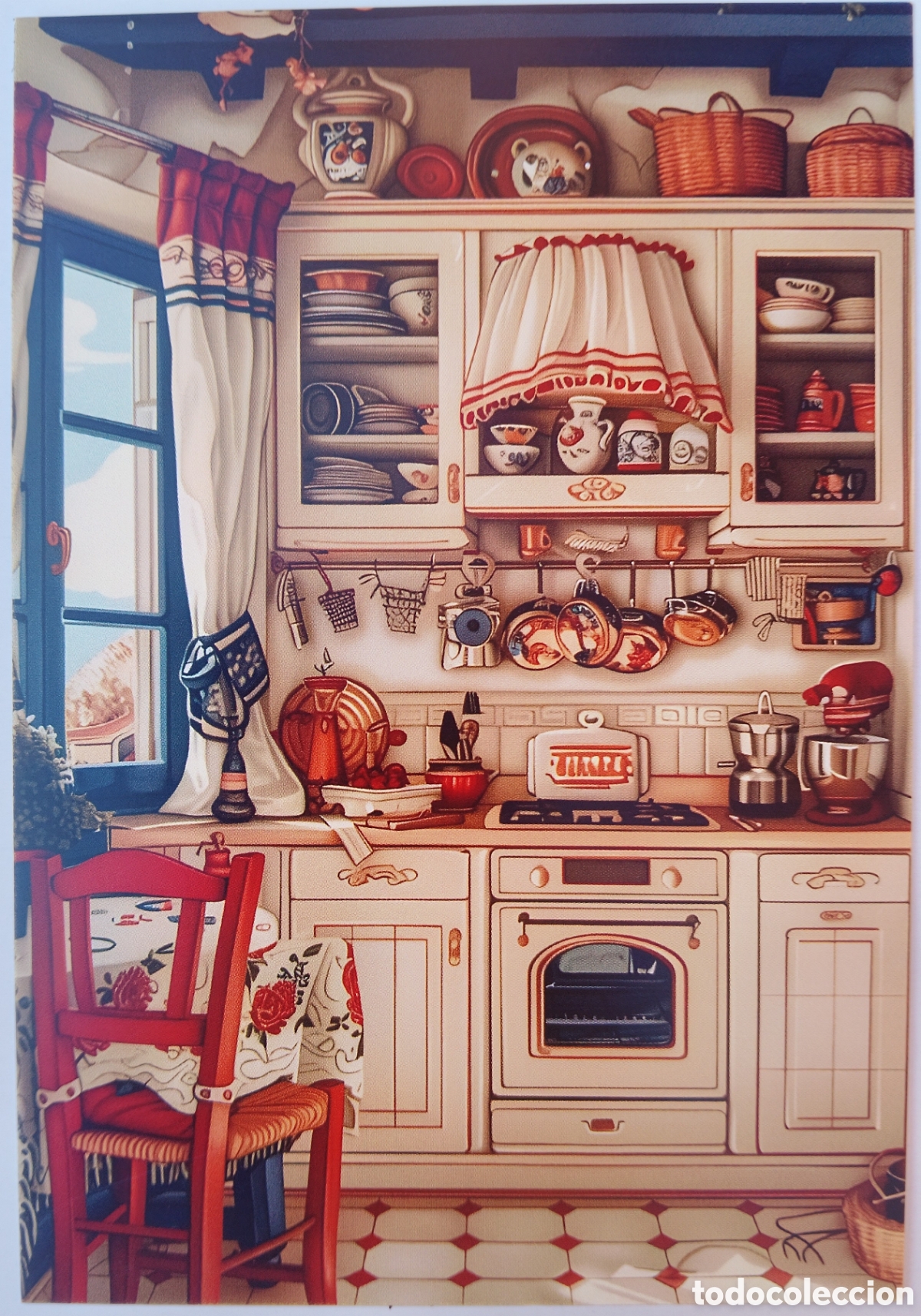 Postales: POSTAL - ESCENA HOGARE&Ntilde;A COCINA GRIEGA - ESTILO ANTIGUO