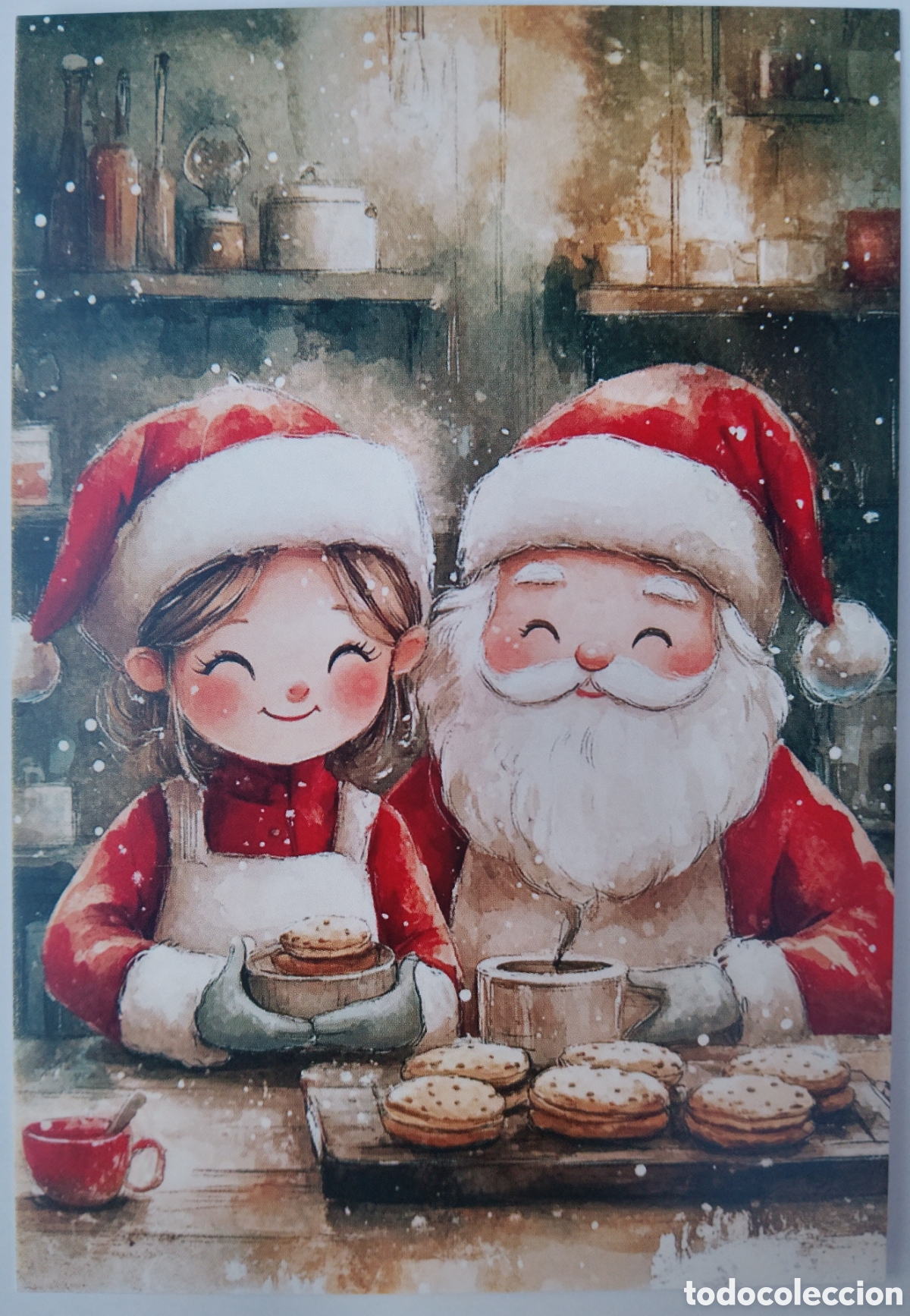 Postales: POSTAL NAVIDAD - PAP&Aacute; NOEL NI&Ntilde;A GALLETAS - ESTILO ANTIGUO