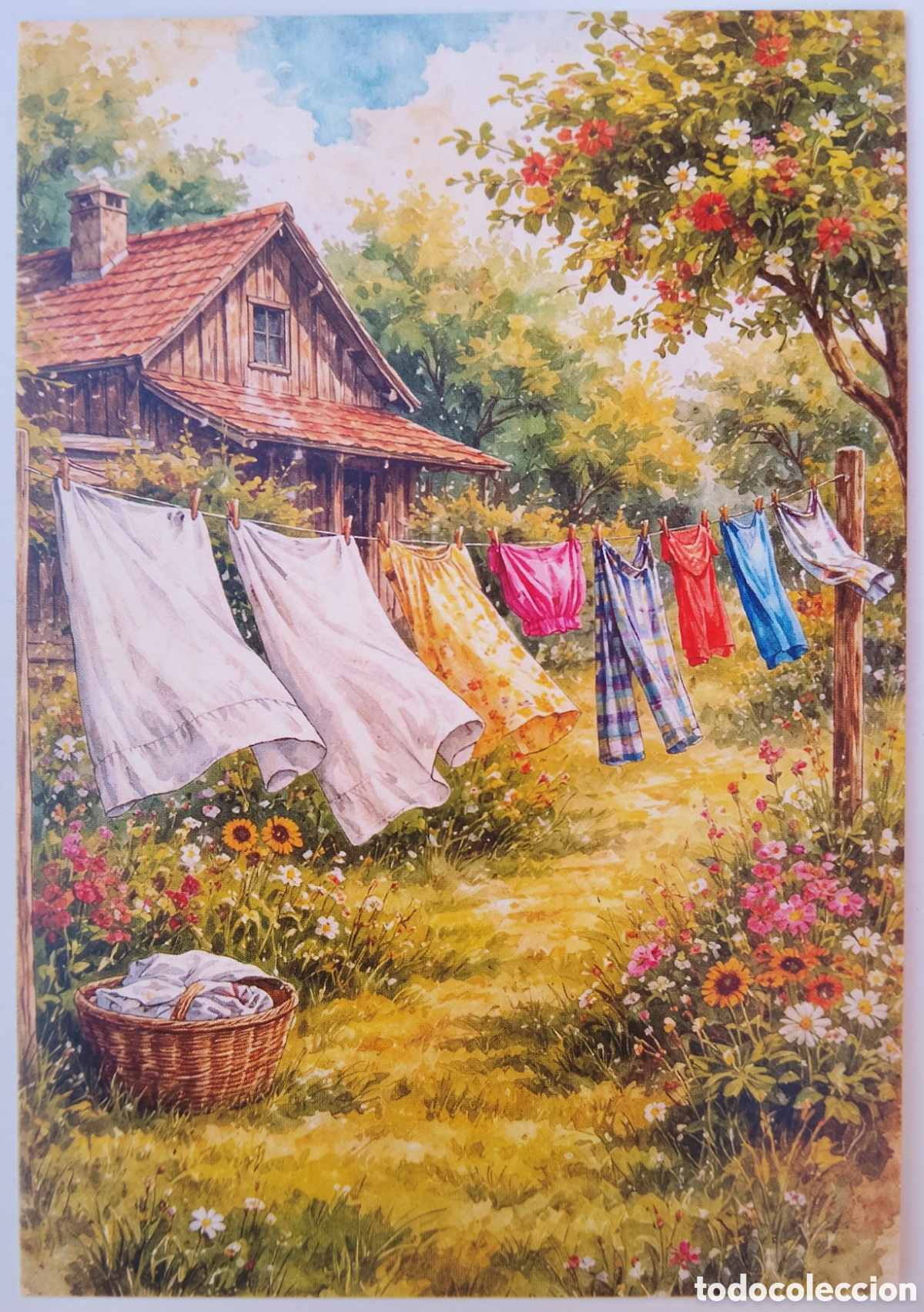 Postales: POSTAL - CASA CABA&Ntilde;A COLADA ROPA JARD&Iacute;N - ESTILO ANTIGUO