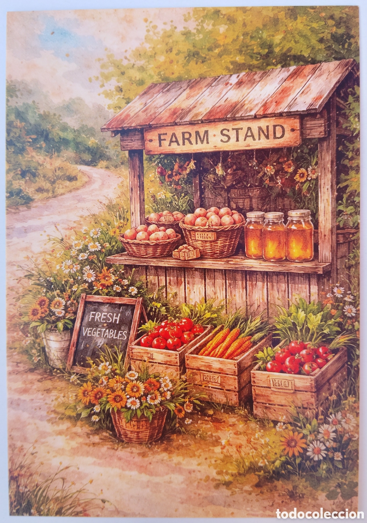 Postales: POSTAL - PUESTO MERCADO VERDURAS MIEL - ESTILO ANTIGUO