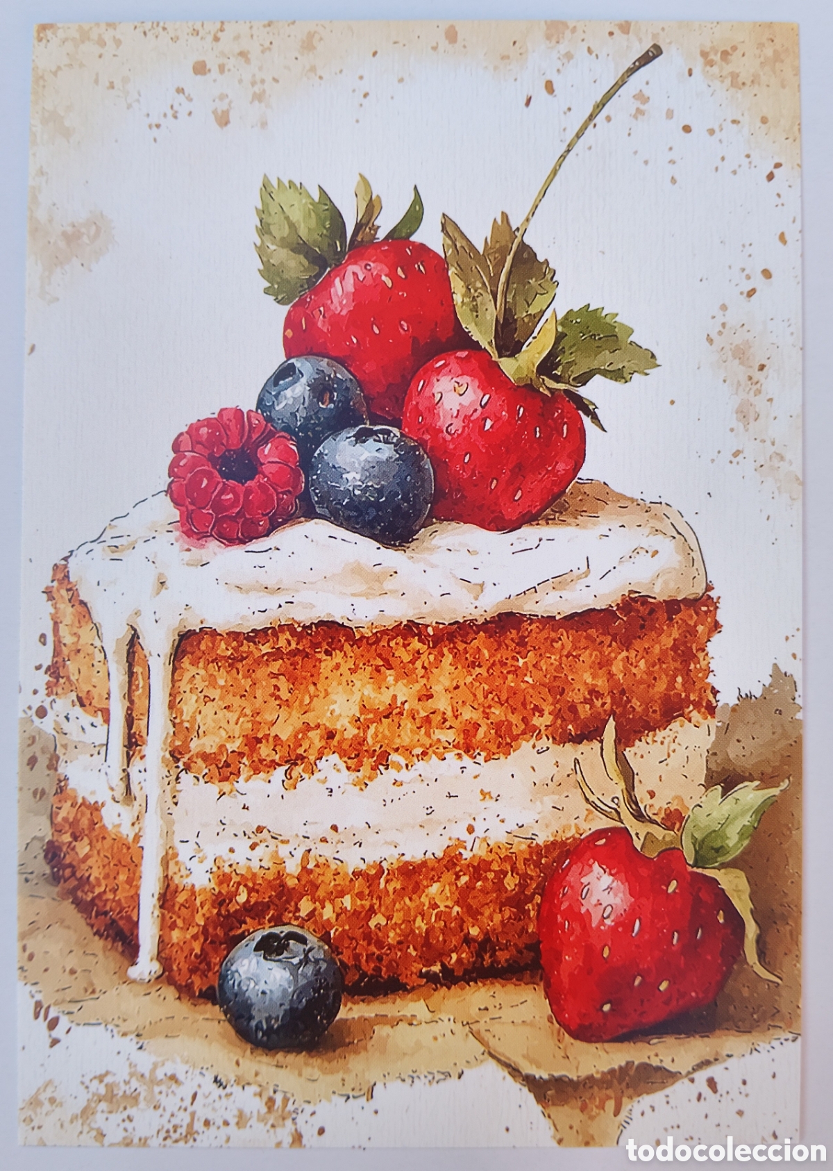 Postales: POSTAL - DETALLE TARTA FRESAS FRUTAS - ESTILO ANTIGUO