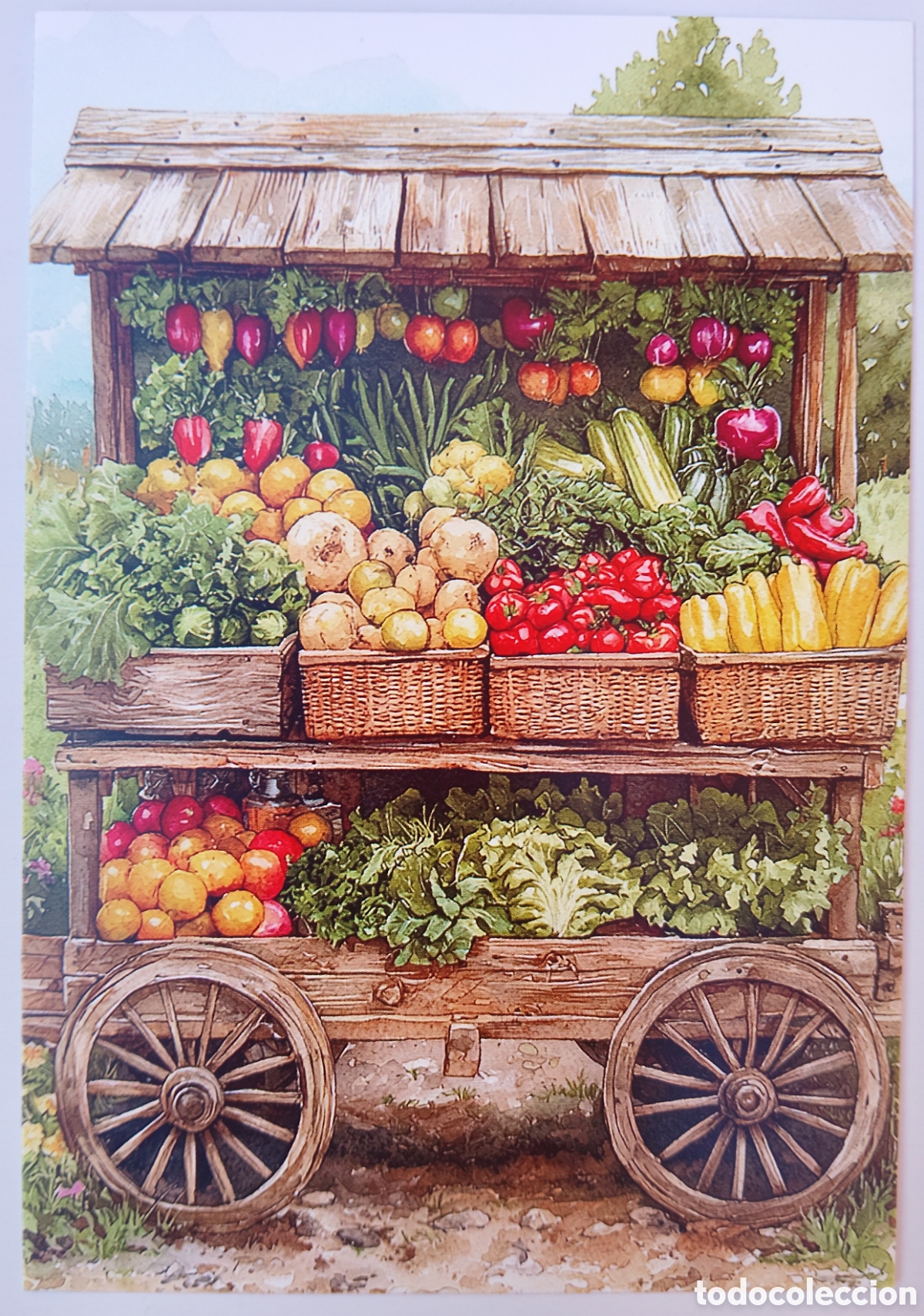 Postales: POSTAL - DETALLE CARRO PUESTO VERDURAS - ESTILO ANTIGUO