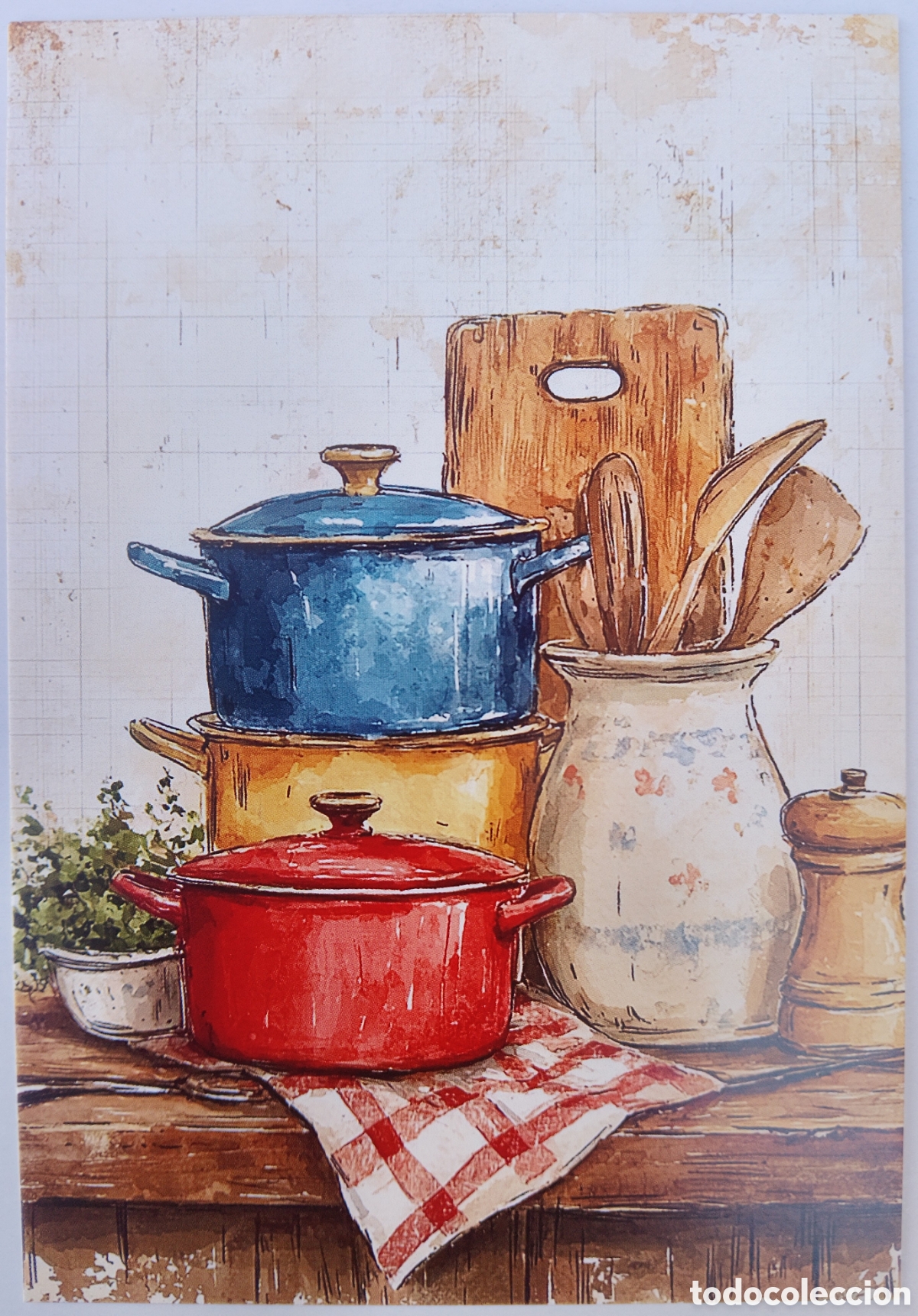 Postales: POSTAL - DETALLE COCINA OLLAS CACEROLAS - ESTILO ANTIGUO