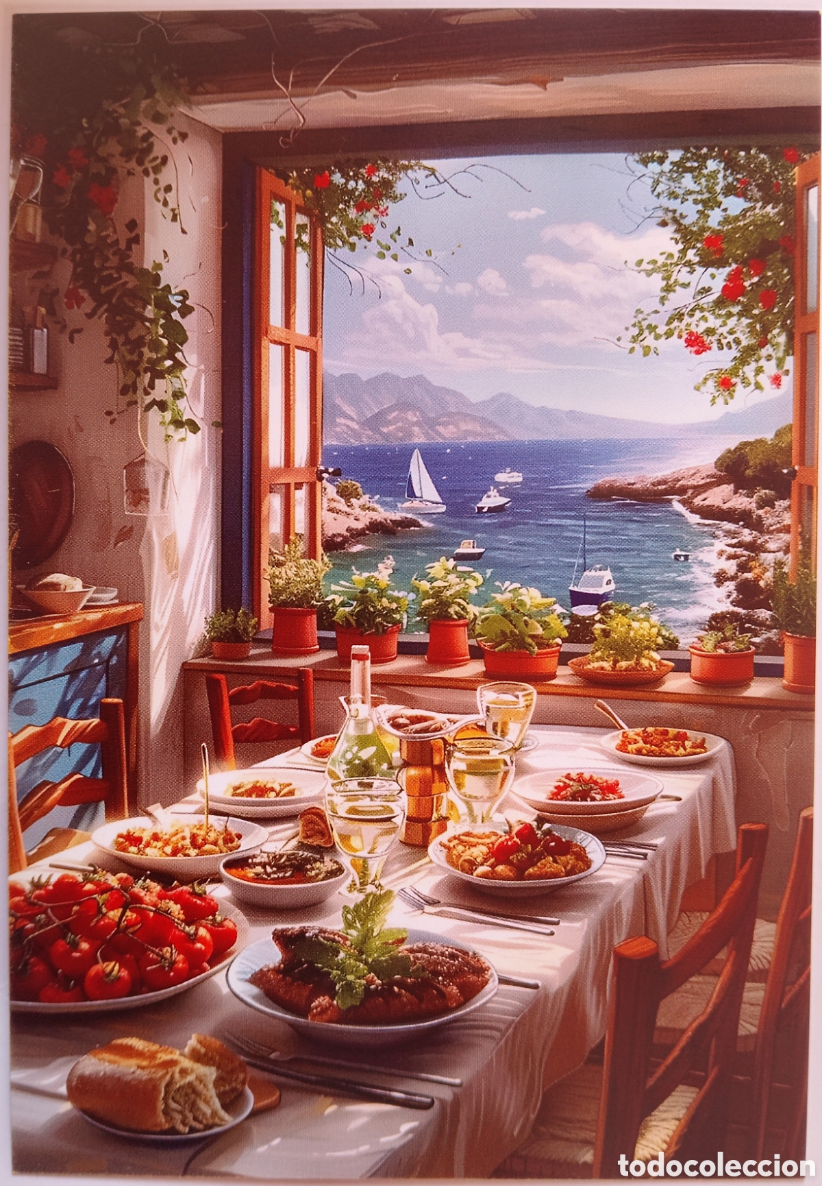 Postales: POSTAL - ESCENA HOGARE&Ntilde;A COCINA GRIEGA - ESTILO ANTIGUO