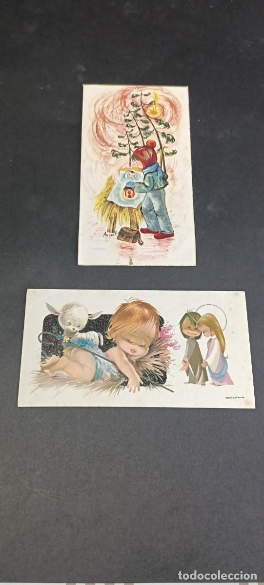 Postales: Lote de 2 antiguas tarjetas de felicitaci&oacute;n de Navidad desplegables - Ilustraciones de &eacute;poca (Estilo