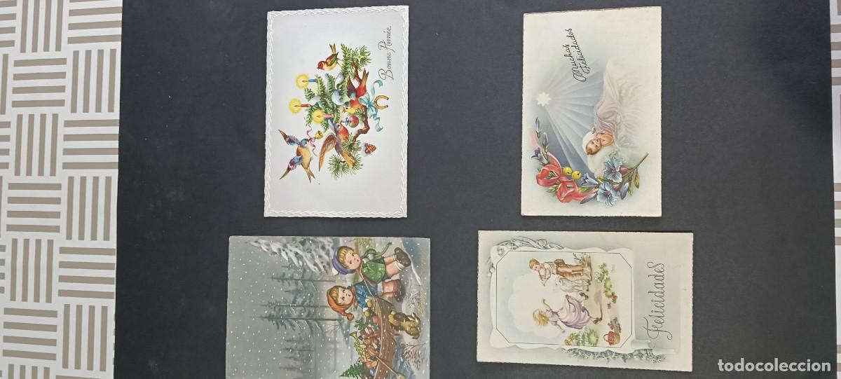 Postales: Lote de 4 antiguas tarjetas postales de felicitaci&oacute;n e ilustraci&oacute;n infantil (A&ntilde;os 1951 - 1965)