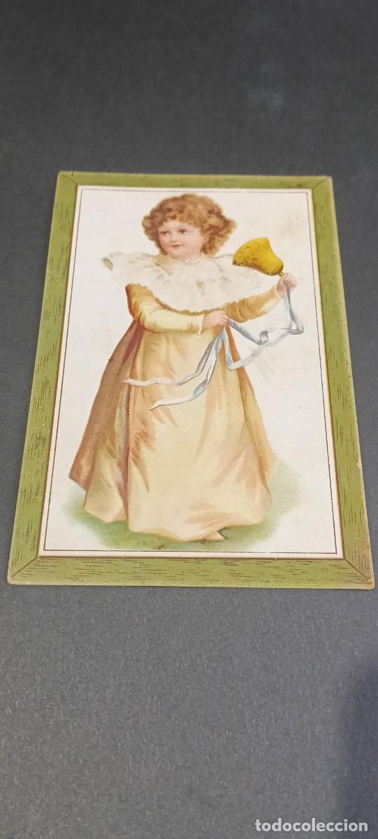 Postales: Antigua tarjeta / felicitaci&oacute;n cromolitogr&aacute;fica de &eacute;poca Victoriana / Modernista (Circa 1890 - 1910)