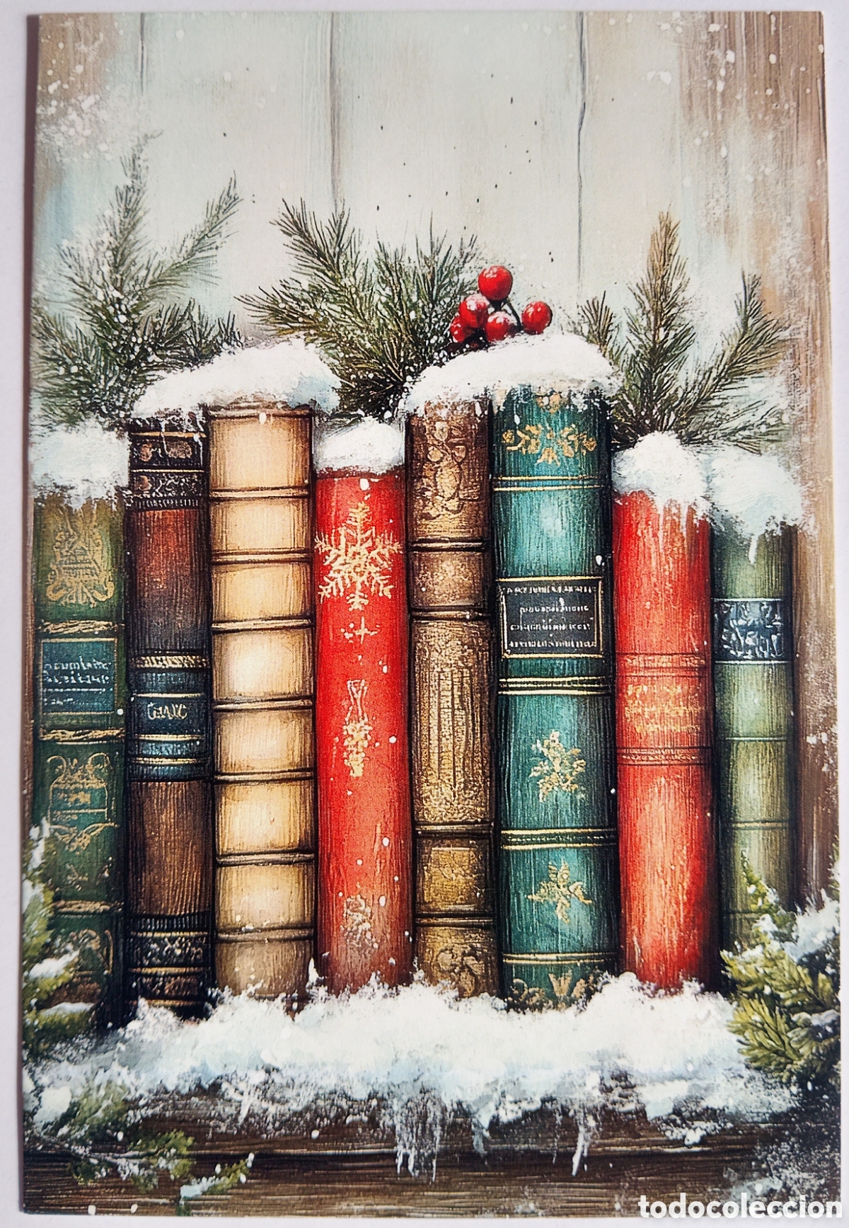 Postales: POSTAL NAVIDAD - DETALLE LIBROS NIEVE - ESTILO ANTIGUO