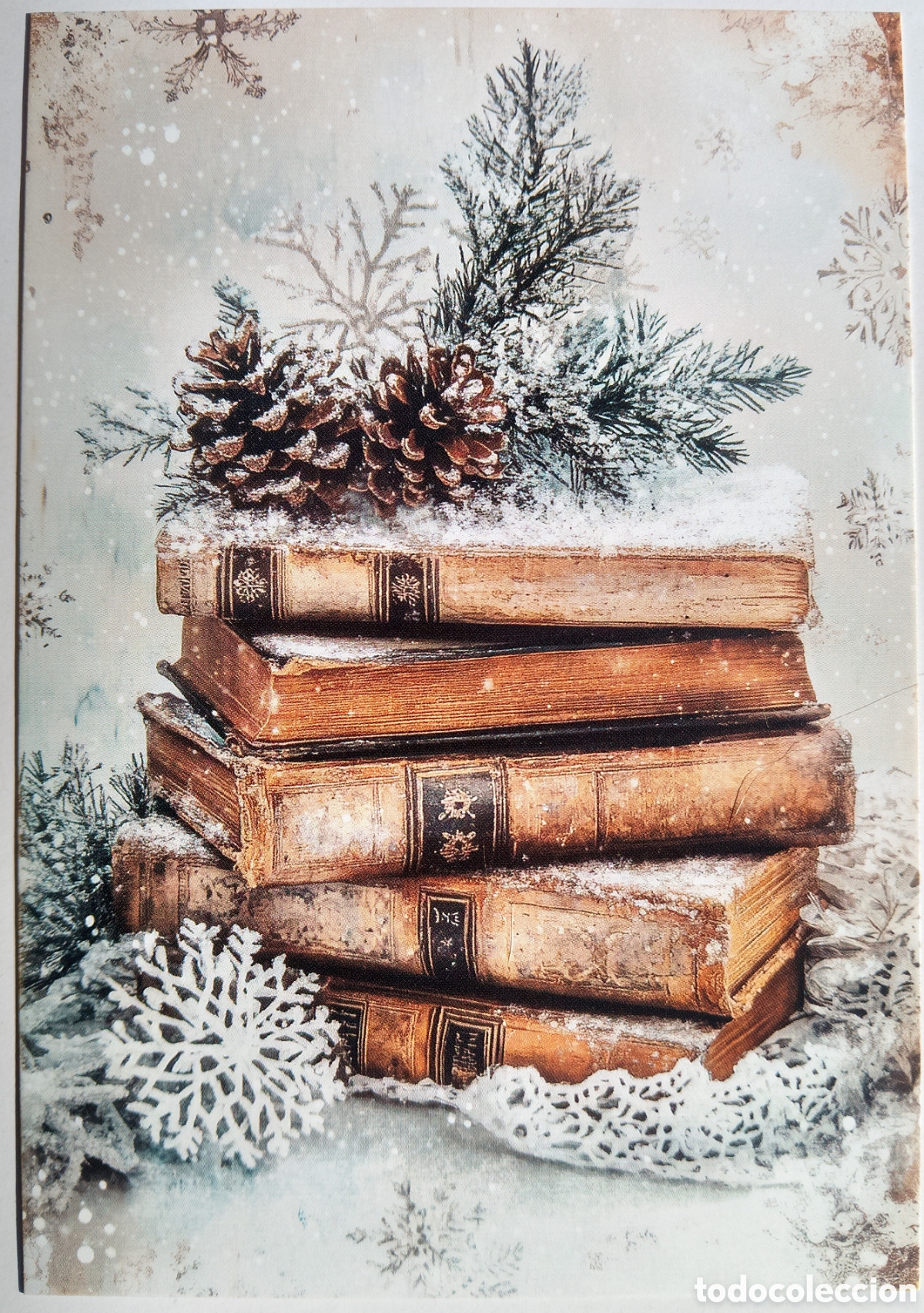 Postales: POSTAL NAVIDAD - DETALLE LIBROS NIEVE - ESTILO ANTIGUO