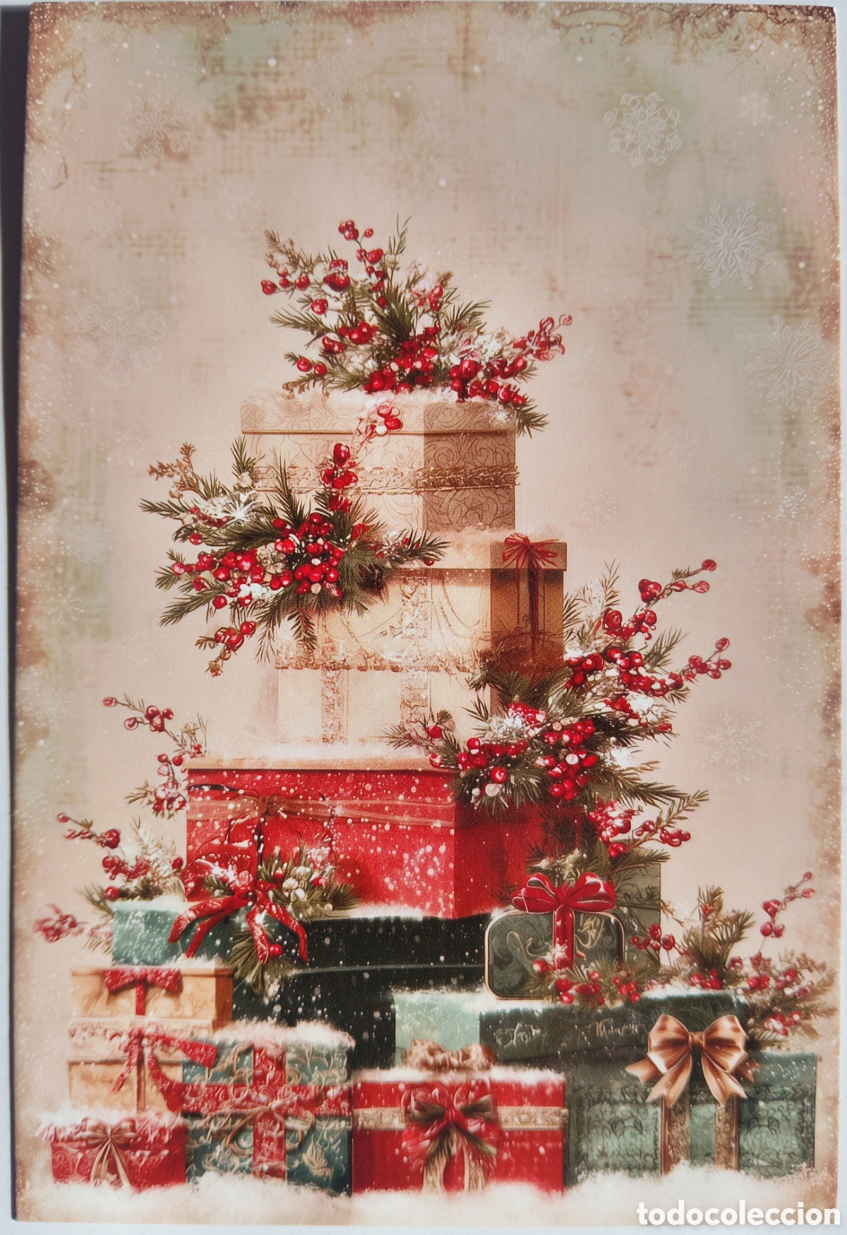 Postales: POSTAL NAVIDAD - DETALLE PAQUETES REGALOS NIEVE - ESTILO ANTIGUO