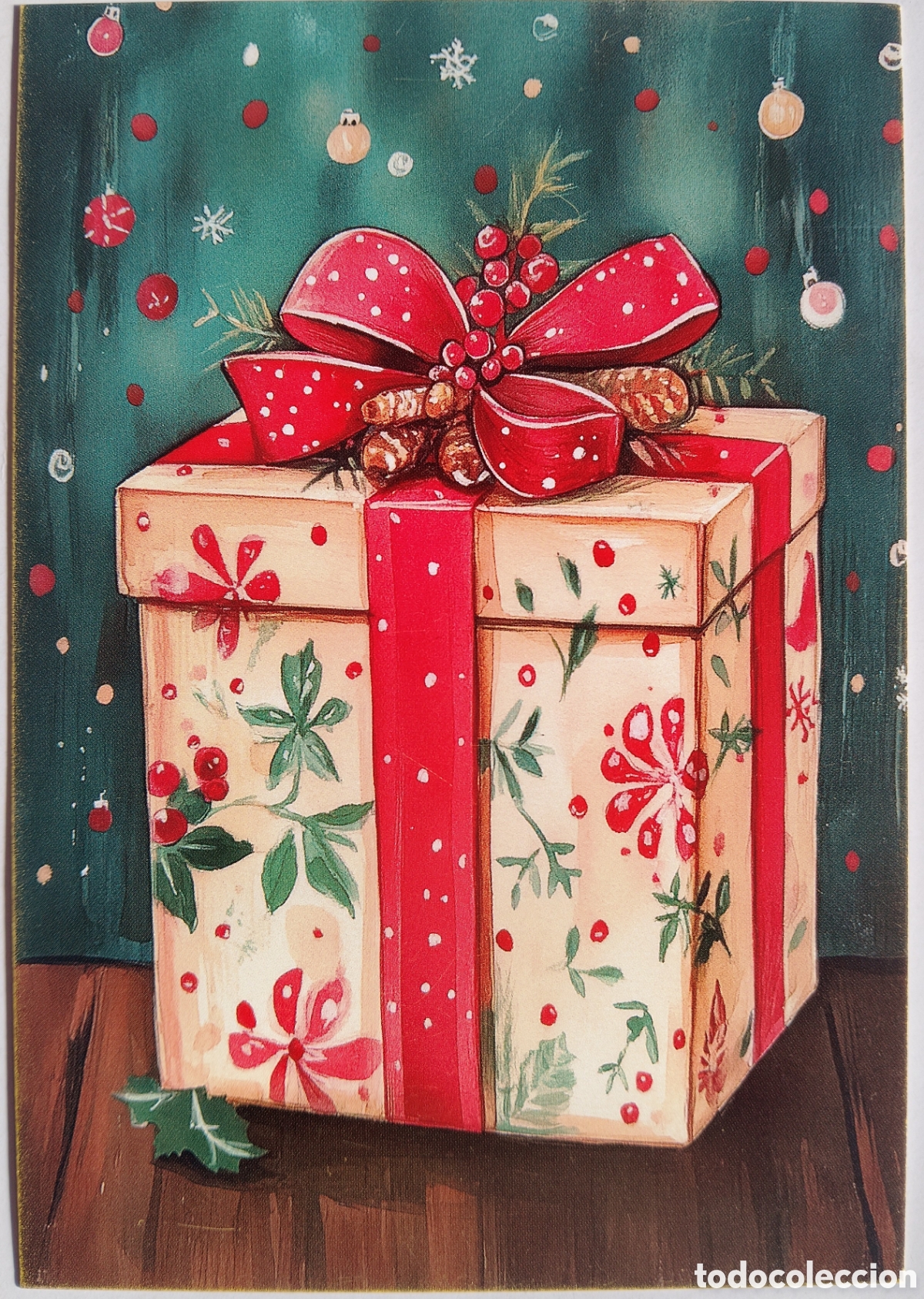 Postales: POSTAL NAVIDAD - DETALLE PAQUETE REGALO - ESTILO ANTIGUO