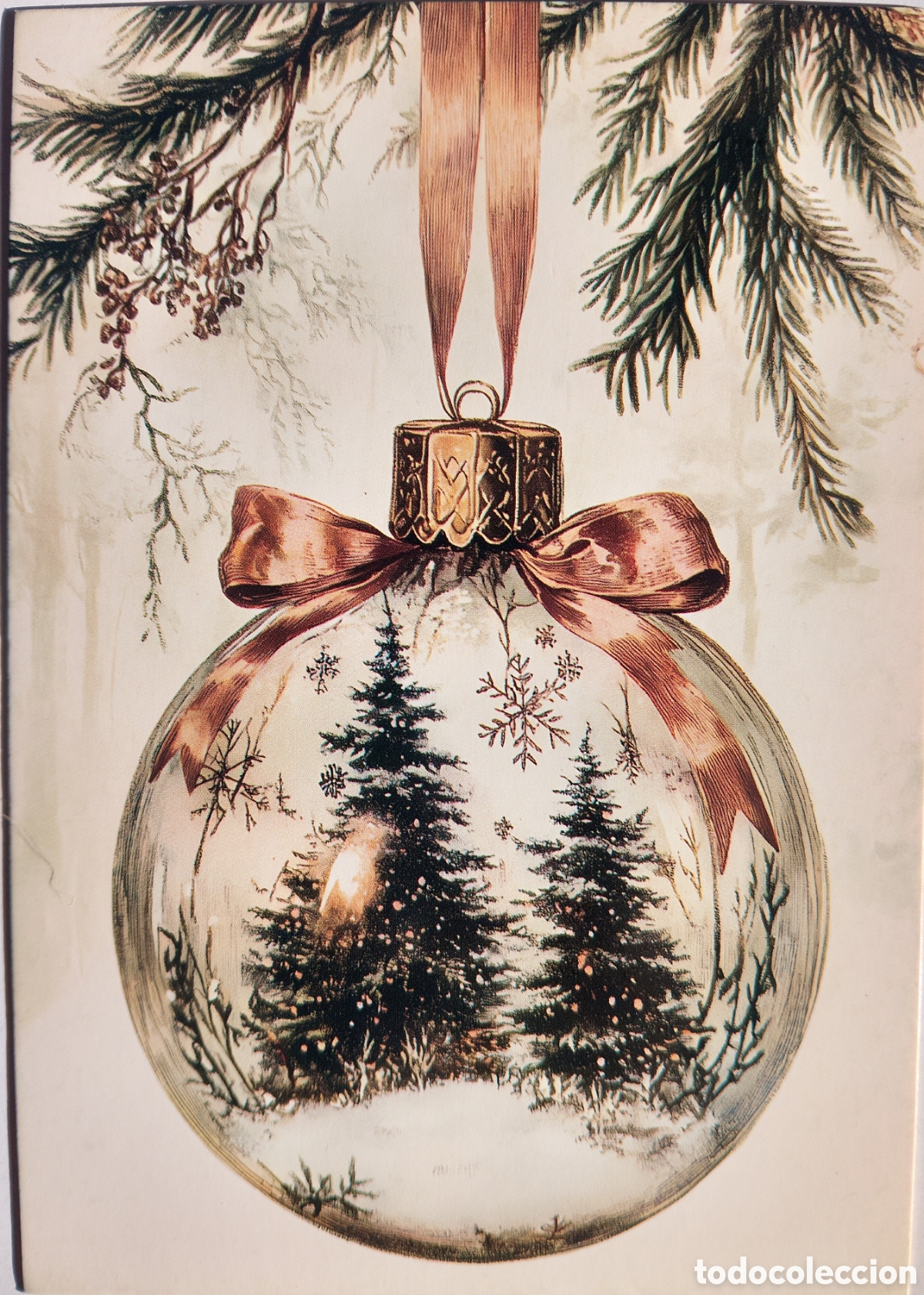 Postales: POSTAL NAVIDAD - BOLA PAISAJE NEVADO - ESTILO ANTIGUO