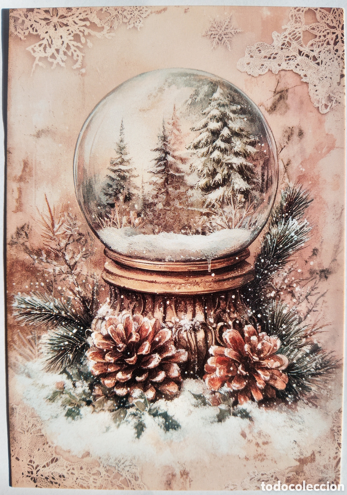 Postales: POSTAL NAVIDAD - BOLA DE NIEVE PAISAJE NEVADO - ESTILO ANTIGUO