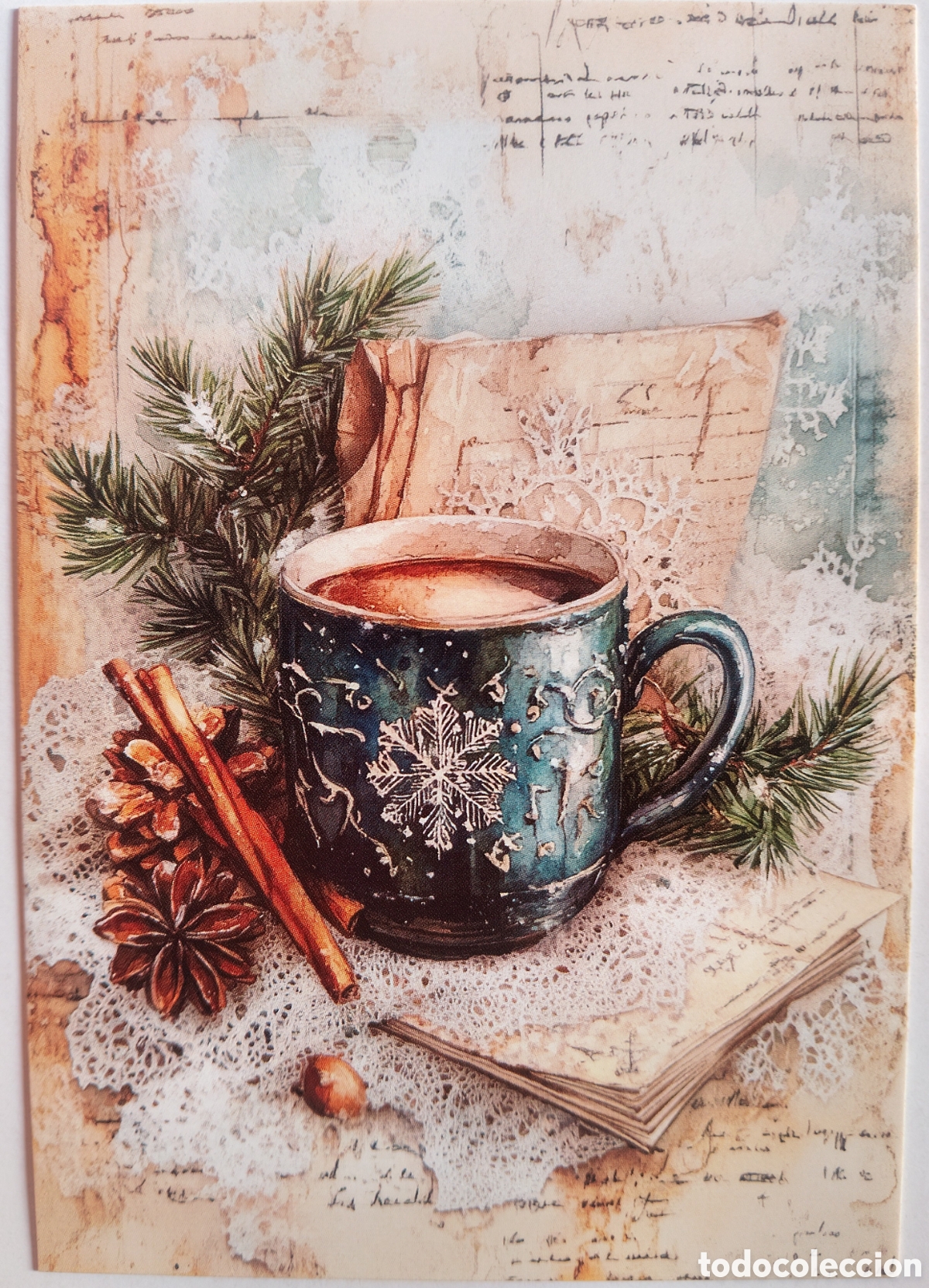 Postales: POSTAL NAVIDAD - DETALLE TAZA DE T&Eacute; CAF&Eacute; ADORNOS - ESTILO ANTIGUO