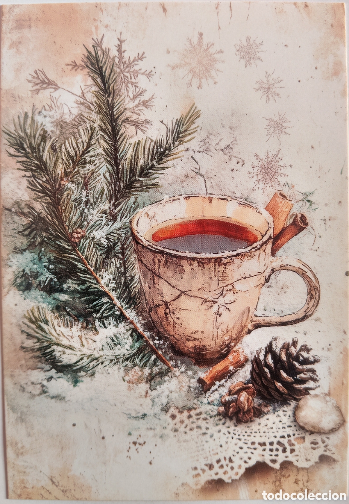 Postales: POSTAL NAVIDAD - DETALLE TAZA DE T&Eacute; CAF&Eacute; ADORNOS - ESTILO ANTIGUO