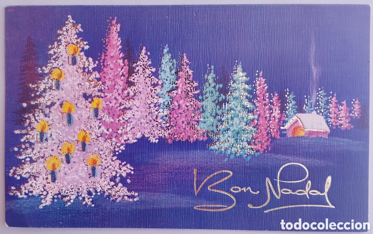 Postales: FELICITACI&Oacute;N NAVIDAD - EDICIONES GOLDEN - &Aacute;RBOLES PAISAJE NEVADO